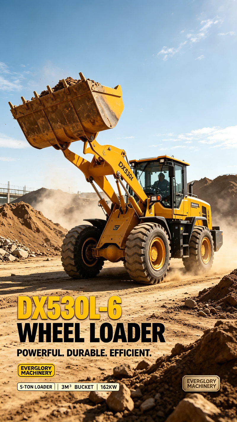 Everglory Machinery представляет прочный 5-тонный колесный погрузчик DX530L‑6 для земляных работ